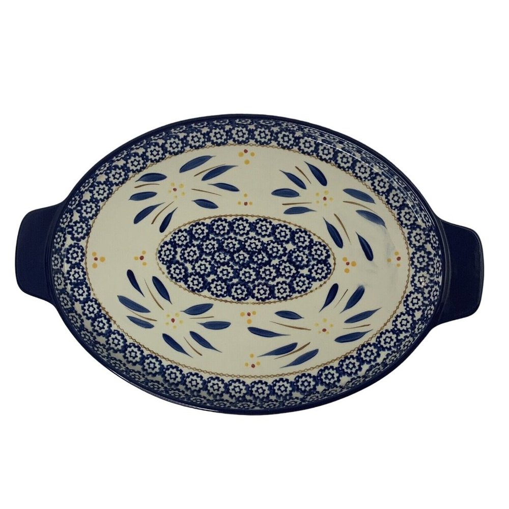 Temptations by Tara Old World Blue Floral Oval Serving Platter Tray 16"